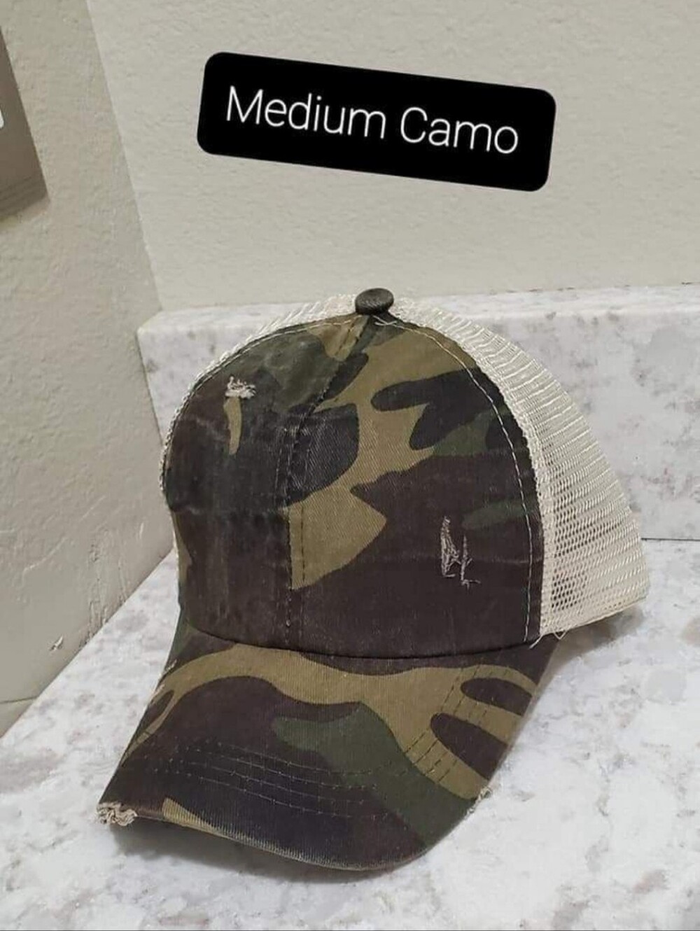 Camo Print CrissCross Ponytail Hat NEW